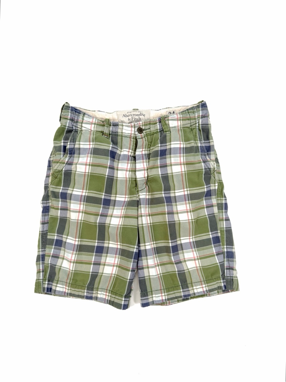 Abercrombie Fitch Men’s 10" Heavy Cotton Button Fly Plaid Shorts Size 34 Y2K